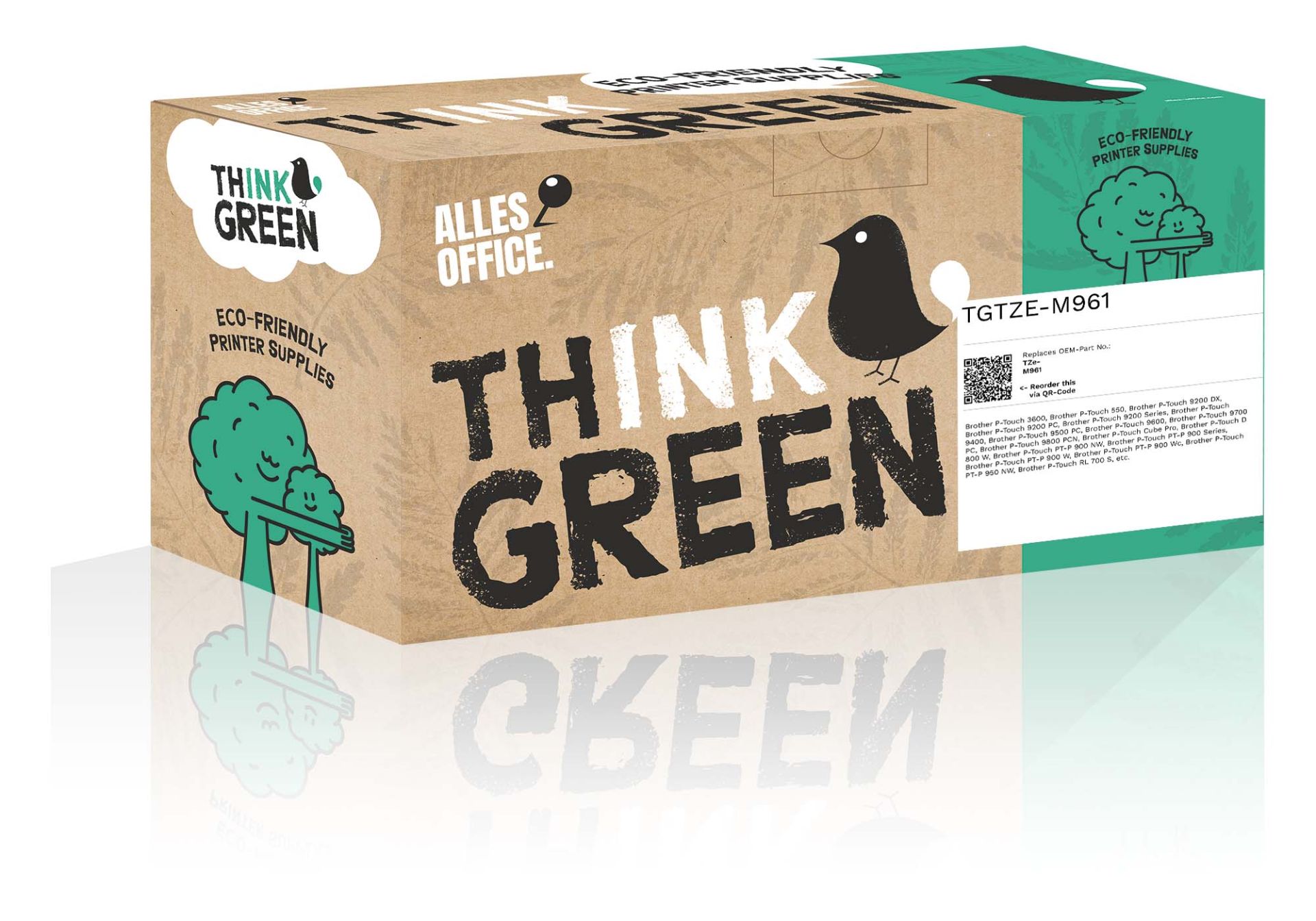 ThinkGreen Brother TZe-M961 Farbband schwarz silber